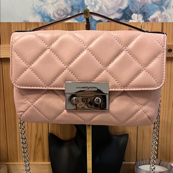 Michael Kors Sloan Small Quilted Messenger Leather Cross Body Ballet - Picture 5 of 16